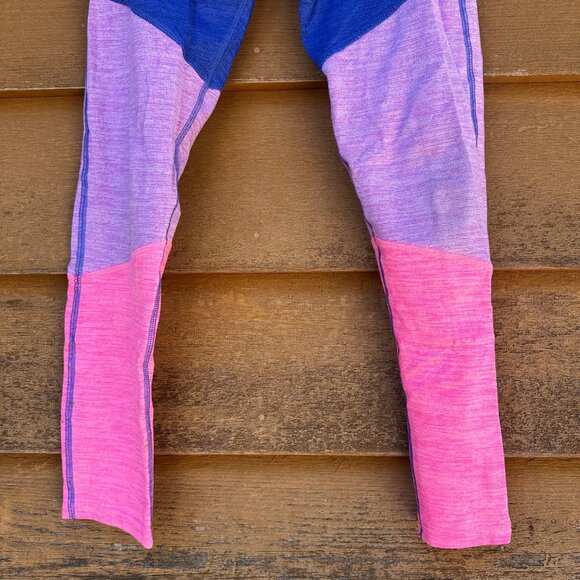 Champion Girls Colorblock Leggings Blue/Purple/Pink Size L 10/12 Stretchy Polyes - Picture 5 of 7